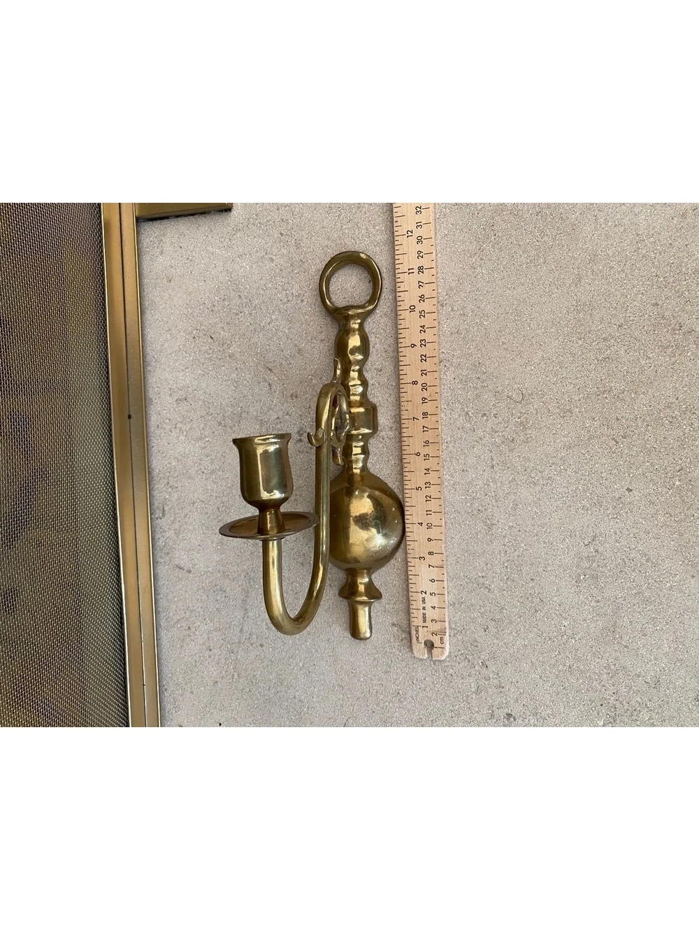 Vintage antique wall mounted Victorian traditional brass candle sconce